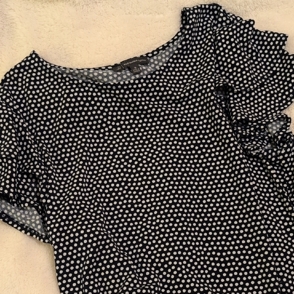 Adrianna Papell Navy Polka Dot Blouse